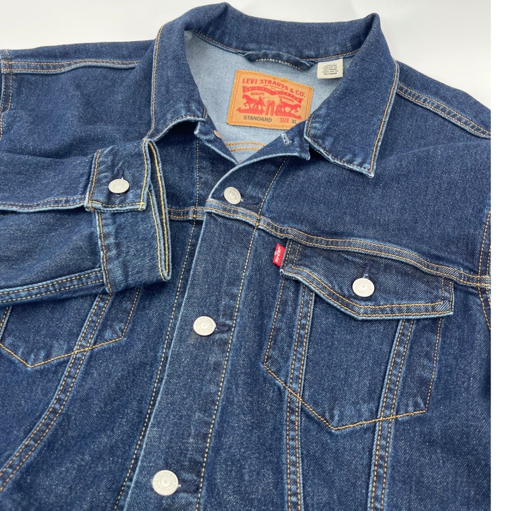 Levi's Trucker Jacket Mens XL Dark Indigo Blue Denim Standard Fit 72334-2761 - Picture 2 of 9